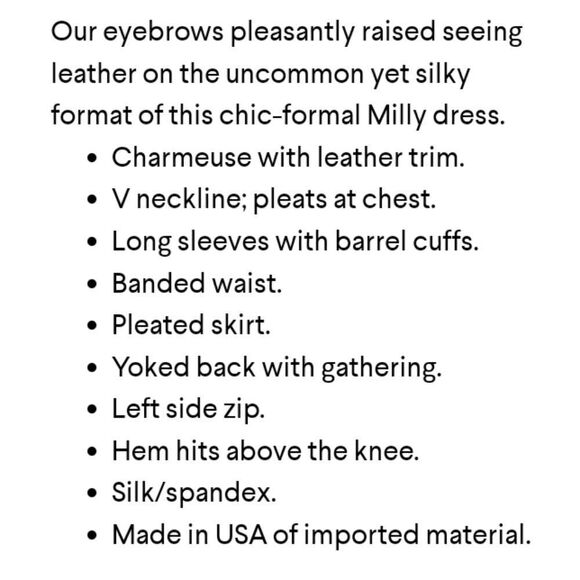 Milly Ellena leather trim silk Charmeuse gray/black dress size 10 - Picture 6 of 12